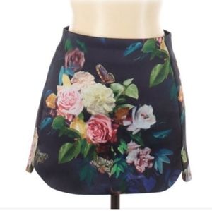 Topshop Black Floral Mini Skirt with Multicolor Roses